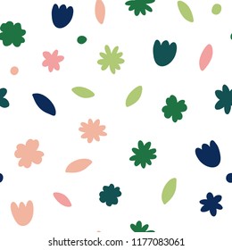 Hand drawn abstract seamless pattern. Autumn leaves background