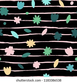Hand drawn abstract seamless pattern. Autumn leaves background