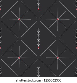 Hand drawn abstract seamless pattern. Geometrical minimalistic background in Scandinavian style. Elegant texture for surface design, textile, wrapping paper, wallpaper, phone case print, fabric.