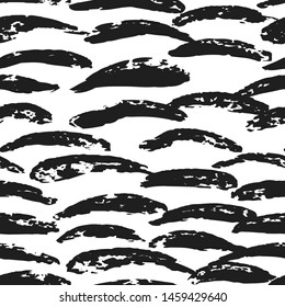 Hand drawn abstract seamless pattern. Black ink repeating on white background. Vector illustration.