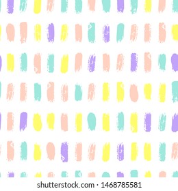 Hand drawn abstract seamless pattern with paint blots, spots and dots.Vector illustration isolated on white background.