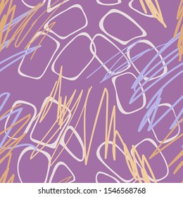Hand drawn abstract seamless pattern. Flat lines and elements. Plain geometric shapes background. 