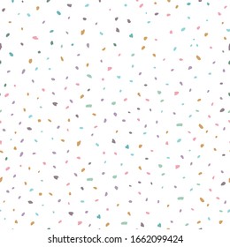 Hand drawn abstract seamless pattern colorful terrazzo conffetti. Vector backdrop wrapping paper template.