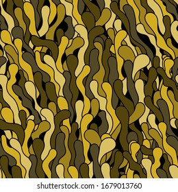 Hand drawn abstract seamless pattern. Alga, laminaria and sea life motiv. Vector illustration