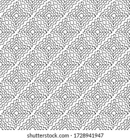 Hand drawn abstract seamless pattern with rhombs, lattice, doodle. Vector illustration. EPS 10