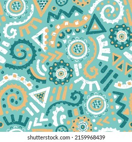 Hand drawn  abstract seamless pattern, ethnic background, african style - great for textiles, banners, wallpapers, wrapping - vector design