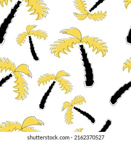 Hand drawn abstract seamless pattern of palms. Exotic textile and fabric design