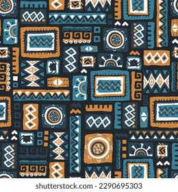 Hand drawn  abstract seamless pattern, ethnic background, african style - great for textiles, banners, wallpapers, wrapping - vector design