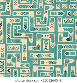 Hand drawn abstract seamless pattern, ethnic background, african style - great for textiles, banners, wallpapers, wrapping - vector design 