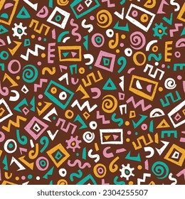 Hand drawn  abstract seamless pattern, ethnic background, african style - great for textiles, banners, wallpapers, wrapping - vector design