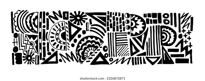 Hand drawn abstract seamless pattern, ethnic background, simple style. Great for textiles, banners, wallpapers, wrapping - vector design