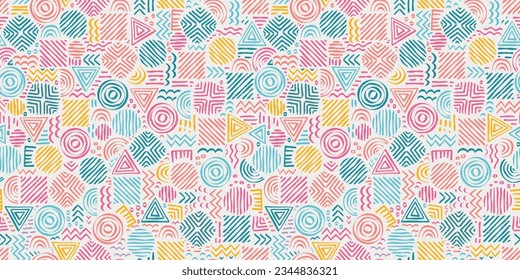  Hand drawn abstract seamless pattern, ethnic background, simple style - great for textiles, banners, wallpapers, wrapping - vector design 