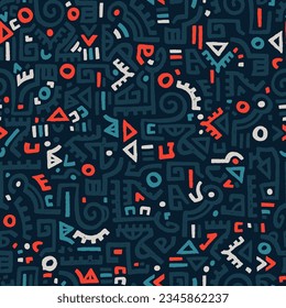  Hand drawn abstract seamless pattern, ethnic background, simple style - great for textiles, banners, wallpapers, wrapping - vector design 