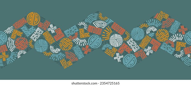  Hand drawn abstract seamless pattern, ethnic background, simple style - great for textiles, banners, wallpapers, wrapping - vector design 
