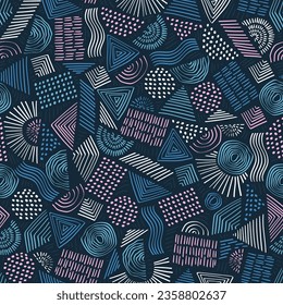  Hand drawn abstract seamless pattern, ethnic background, simple style - great for textiles, banners, wallpapers, wrapping - vector design 