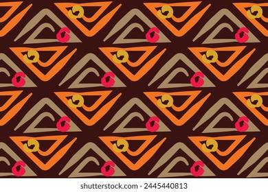 Hand drawn abstract seamless pattern, ethnic background, simple style, great for textiles, banners, wallpapers