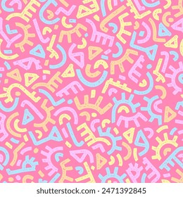 Hand drawn abstract seamless pattern, retro background, simple style - great for textiles, banners, wallpapers, wrapping - vector design 