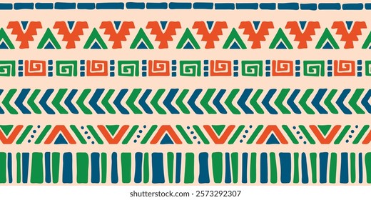 Hand drawn abstract seamless pattern, ethnic back ground. Aztek style - great for textiles, banners, wallpapers, wrapping - vector design.