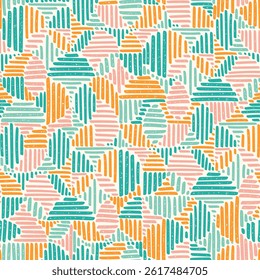  Hand drawn abstract seamless pattern, geometric background, simple style - great for textiles, banners, wallpapers, wrapping - vector design 