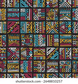 Padrão sem emenda abstrato desenhado à mão, fundo étnico, estilo africano - ótimo para têxteis, banners, papéis de parede, envoltório - design vetorial