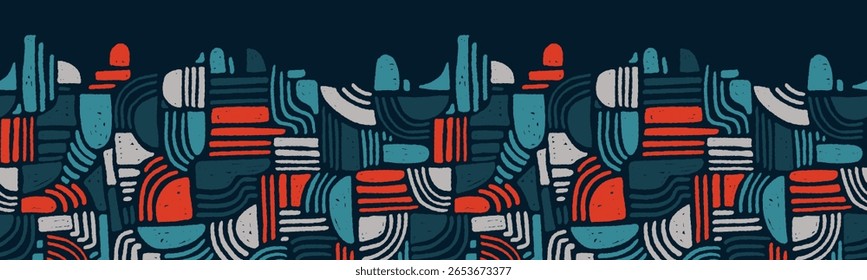  Padrão sem emenda abstrato desenhado à mão, fundo étnico, estilo simples - ótimo para têxteis, banners, papéis de parede, envoltório - design vetorial 