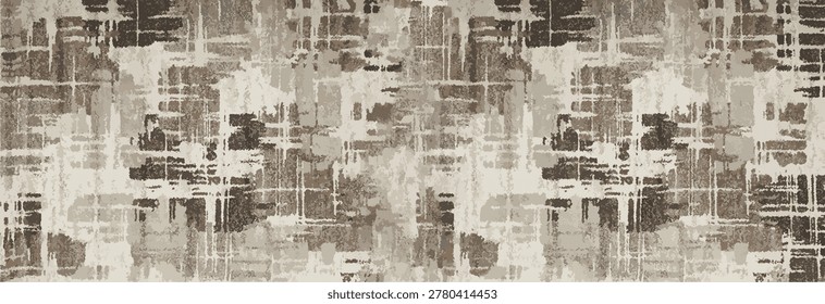 Hand drawn abstract seamless pattern with expressive brushstrokes, modern urban grunge texture background in gold and grey, artistic hand-drawn industrial wall art for contemporary textile and interior design.