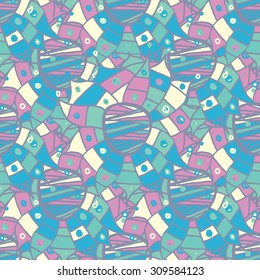 Hand Drawn Abstract Seamless Pattern With flowers. Vector illustration for fabric design
