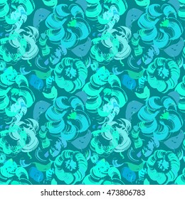 Hand drawn abstract seamless pattern with ink flowers prints