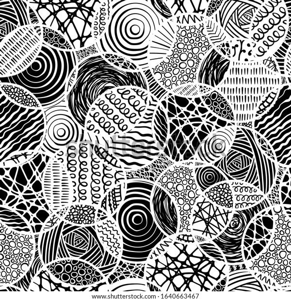 Hand Drawn Abstract Seamless Pattern Doodle Stock Vector (Royalty Free ...