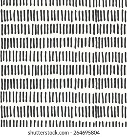 Hand drawn abstract seamless repeat pattern with lines in black and white.