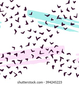 Hand drawn abstract seamless vector pattern with pale brush strokes on white background