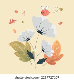 Hand drawn abstract set boho leaf isolated on white background. Vector flat illustration. Design for pattern, logo, posters, invitation, greeting card