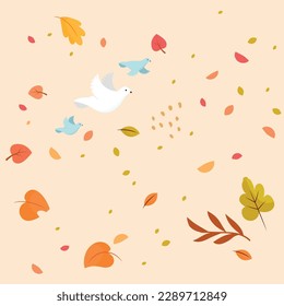 Hand drawn abstract set boho tropical leaf with color shape isolated on beige background. Vector flat illustration. Design for pattern, logo, poster