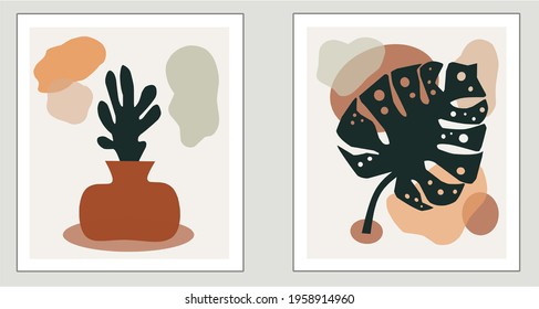 Hand drawn abstract set of leaves shape. Flat vector illustration. Design patterns, logos, posters, invitations, greeting cards, backgrounds, etc.