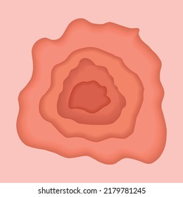 Hand drawn abstract shades of red and orange shapes paper cut style, vector illustration isolated on light background. Minimal curvy design, graphic element