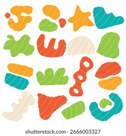 Handgezeichnete abstrakte Shape-Kollektion Cartoon-Symbol, Illustration