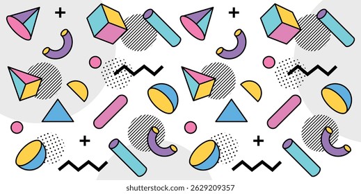 Plano de fundo de elemento de mênfis de forma abstrata desenhada à mão