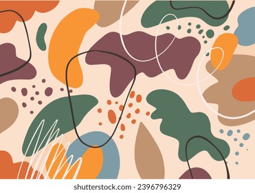 Hand drawn abstract shapes and background. Colorful vector illustration art.