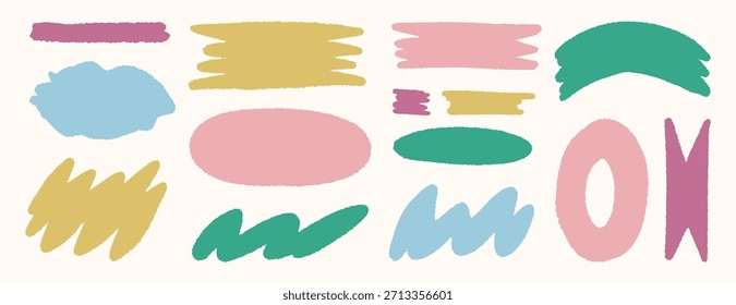 Formas abstratas desenhadas à mão e elementos de pincel para decoração ou fundo. Ilustração vetorial