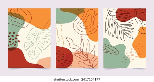 Hand drawn abstract shapes cover collection, business cover background template.