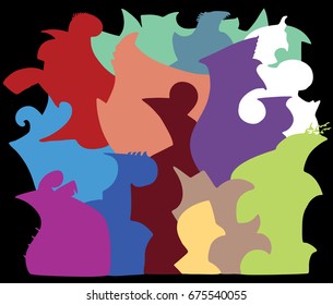 Hand drawn abstract shapes creating lively, multicolor texture