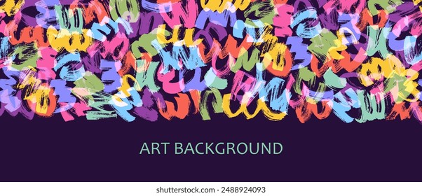 Hand drawn abstract shapes in doodle grunge style. Colorful wavy bold lines with dirty rough texture. Blots, smudges, spots. Vector geometric, chaotic design elements. Brush strokes. Graffitti design.