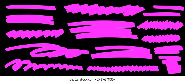 Formas abstractas dibujadas a mano con textura de marcador en papel, un resaltado brillante traza cada línea. Las marcas de subrayado dinámicas en el papel aportan energía al marcador y resaltan la claridad del subrayado de la línea que fluye.