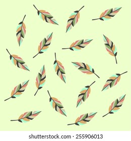 hand drawn abstract shapes set with feathers