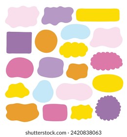 Hand drawn abstract shapes for text. Cute minimalistic quote poster set with place for text. Blobs for design layout and blank quote frames. Vector bubbles isolated on white background