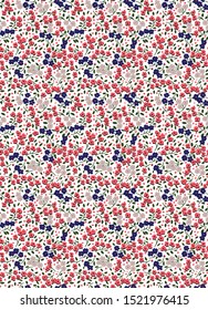 Hand Drawn Abstract Small Ditsy Flowers Seamless Vector Pattern