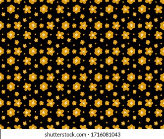Flores de margarita de pequeño tamaño dibujadas a mano con puntos que repiten patrón vectorial aislado fondo