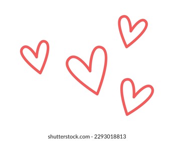 Hand drawn abstract small hearts design element. Vector illustration