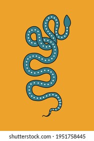 Handgezeichnete abstrakte Schlange in modernen, trendigen Farben, Tarokarten und Boho Konzept, Minimalismus Kunst.