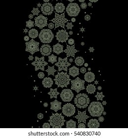 Hand drawn abstract snowflakes seamless. Template for cover, poster, t-shirt or fabric. Vector winter illustration in neutral colors.